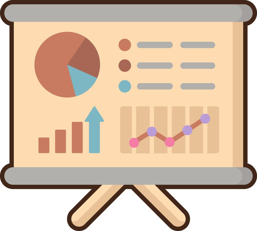 An icon of a presentation board with graphs and charts vector