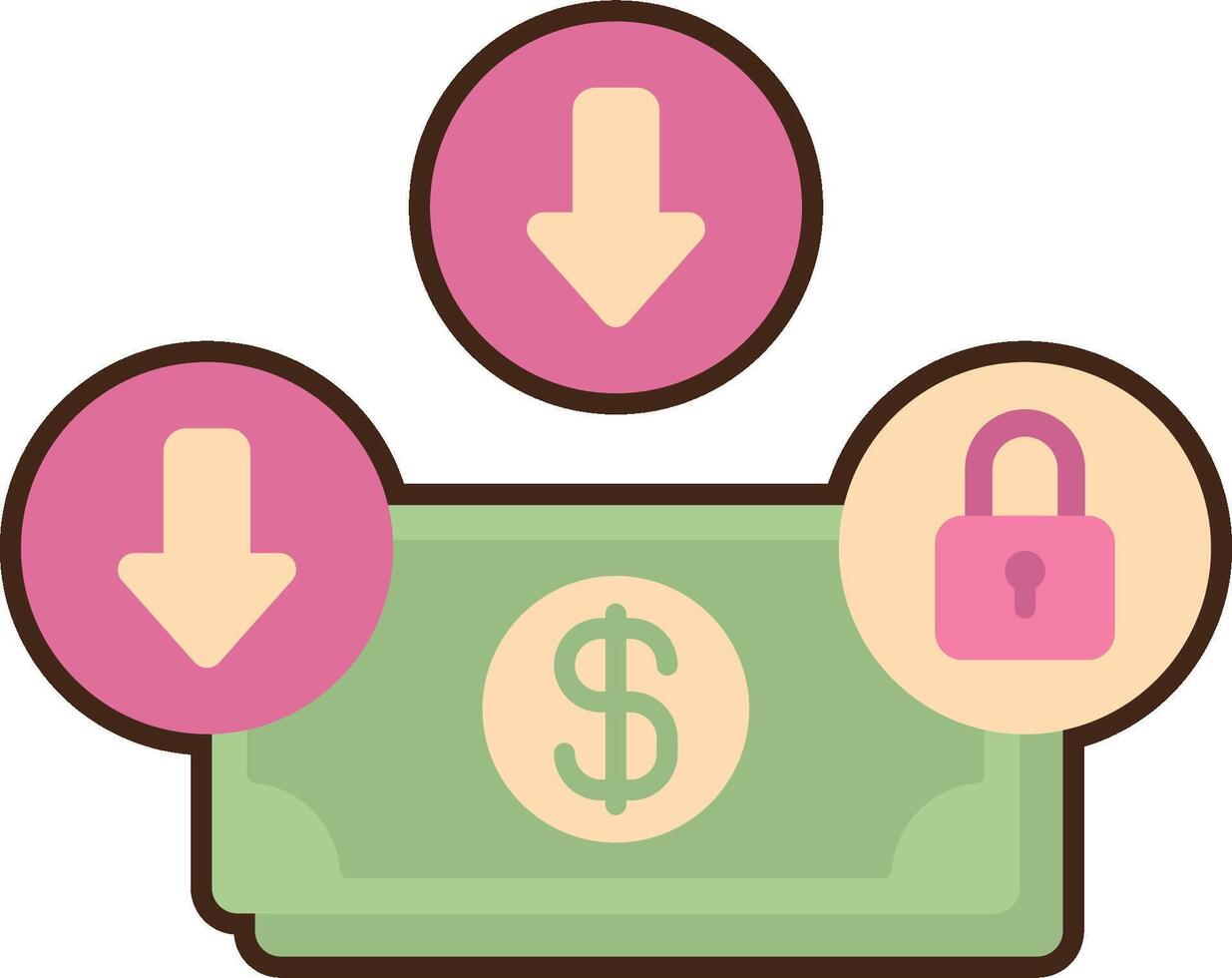 Money with padlock and arrows vector