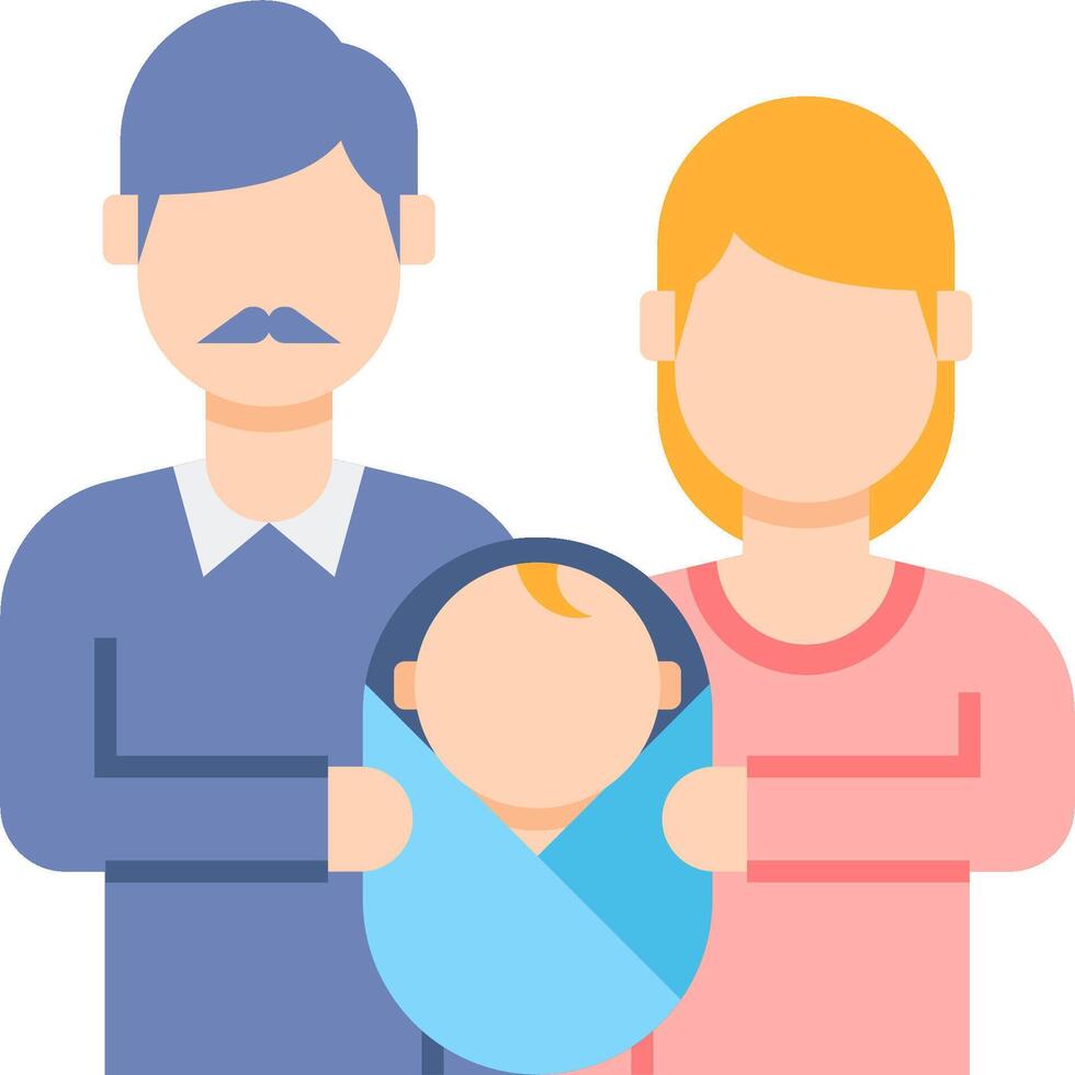 A family with a baby in a blue blanket vector