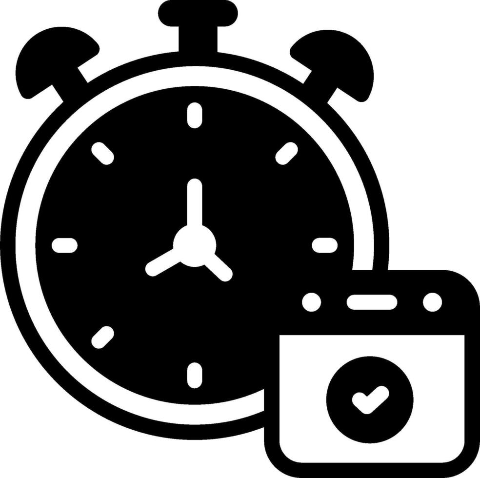 A black and white clock and calendar icon vector