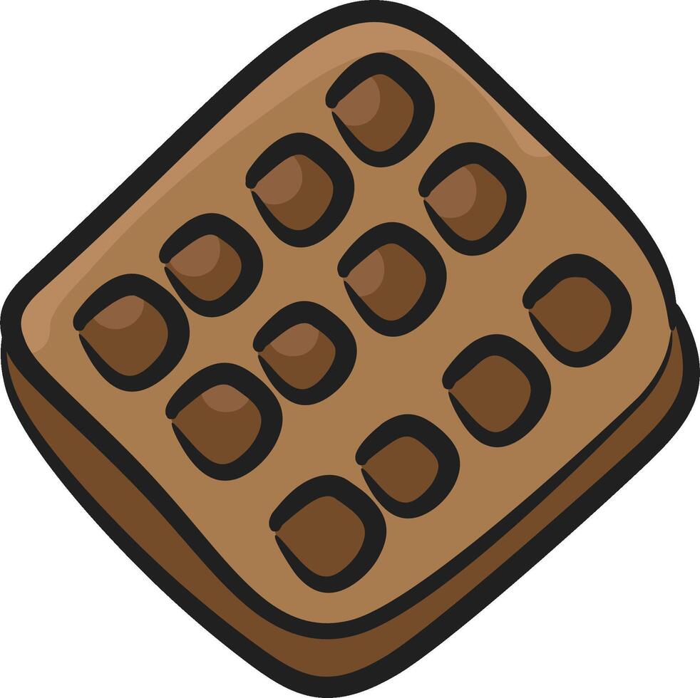 A chocolate bar with a square shape on it vector