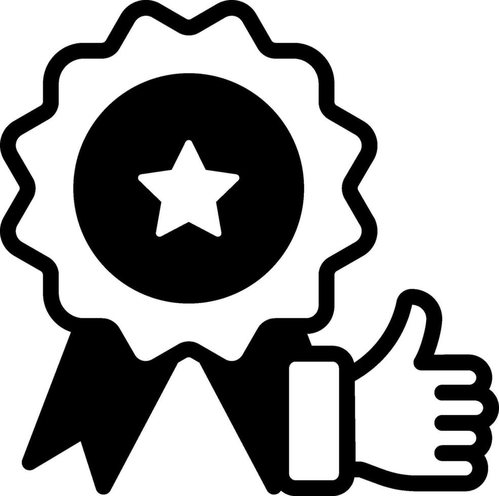 A black and white icon of a hand giving a thumbs up vector
