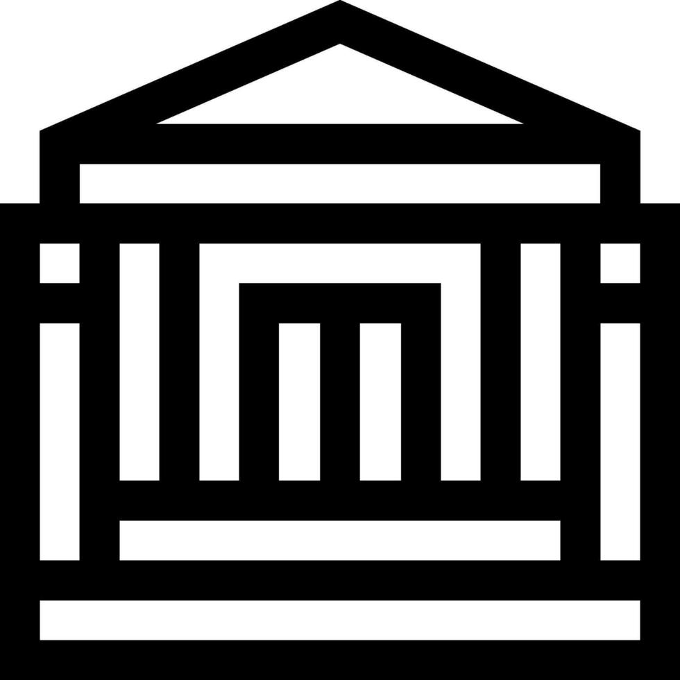 A black and white image of a building with columns vector