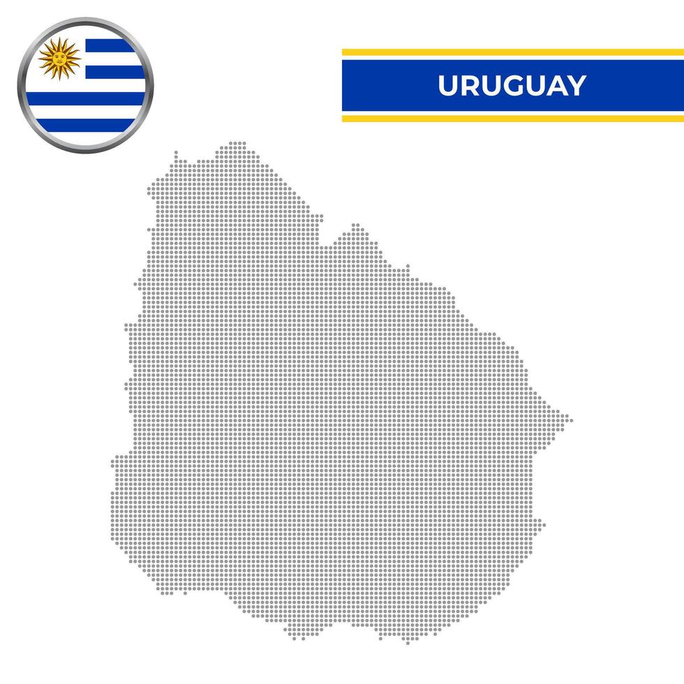 Dotted map of Uruguay with circular flag vector