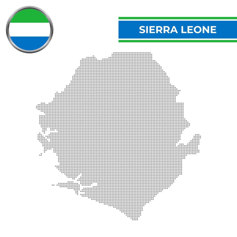 Dotted map of Sierra Leone with circular flag vector