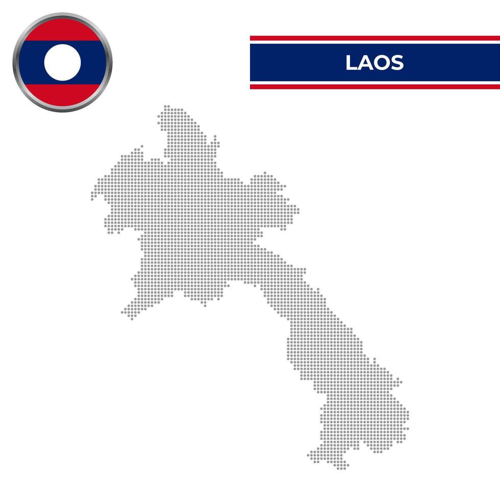 Dotted map of Laos with circular flag vector