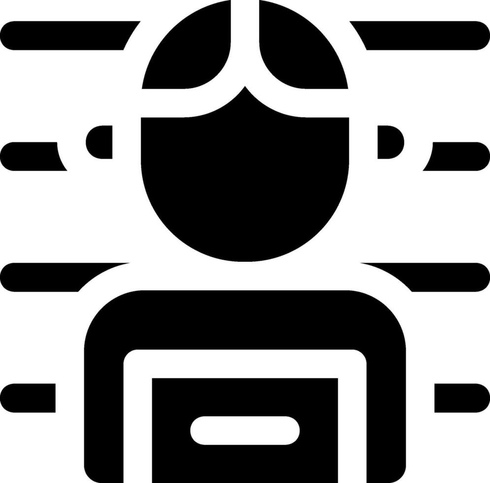 A black and white icon of a person in a jail cell vector