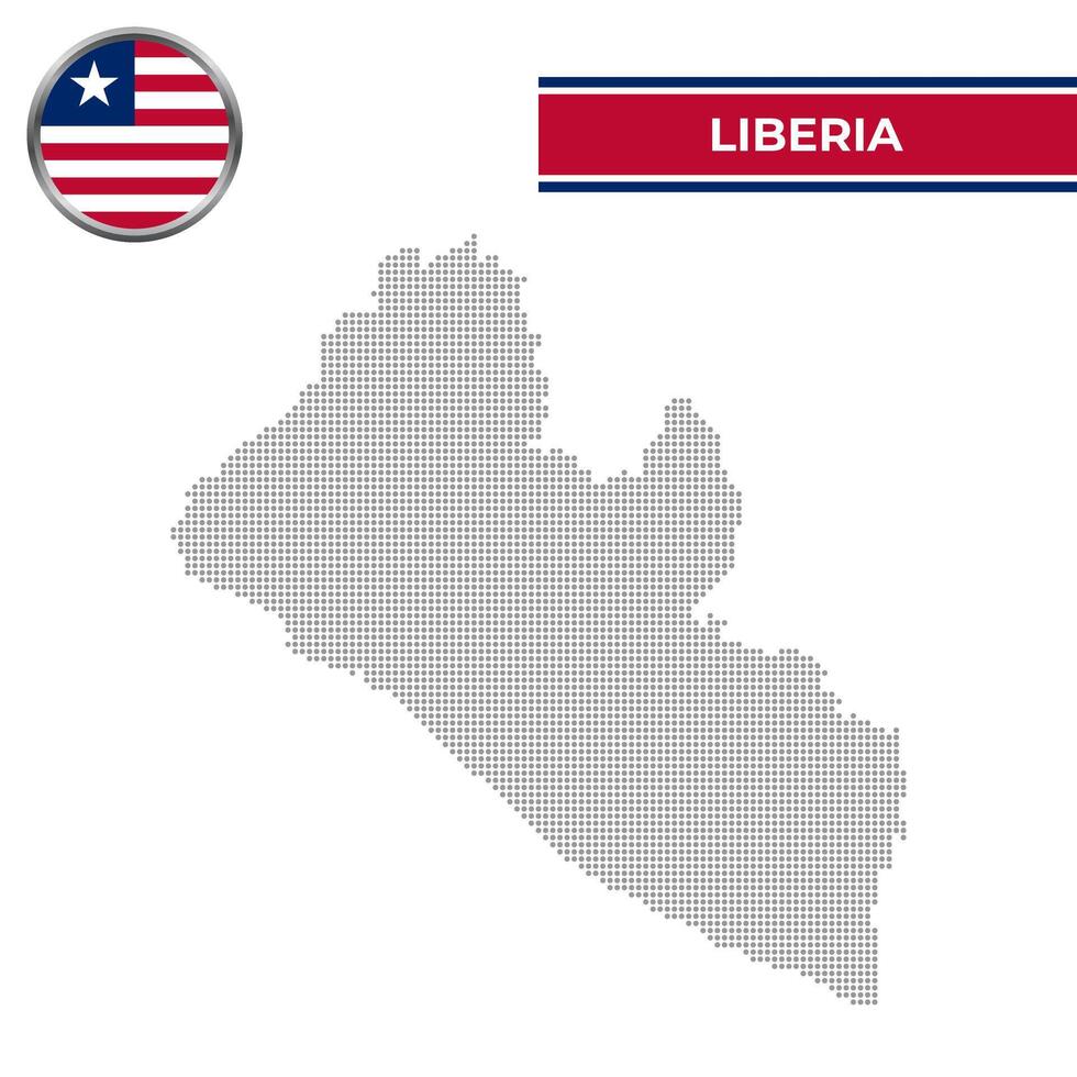 Dotted map of Liberia with circular flag vector
