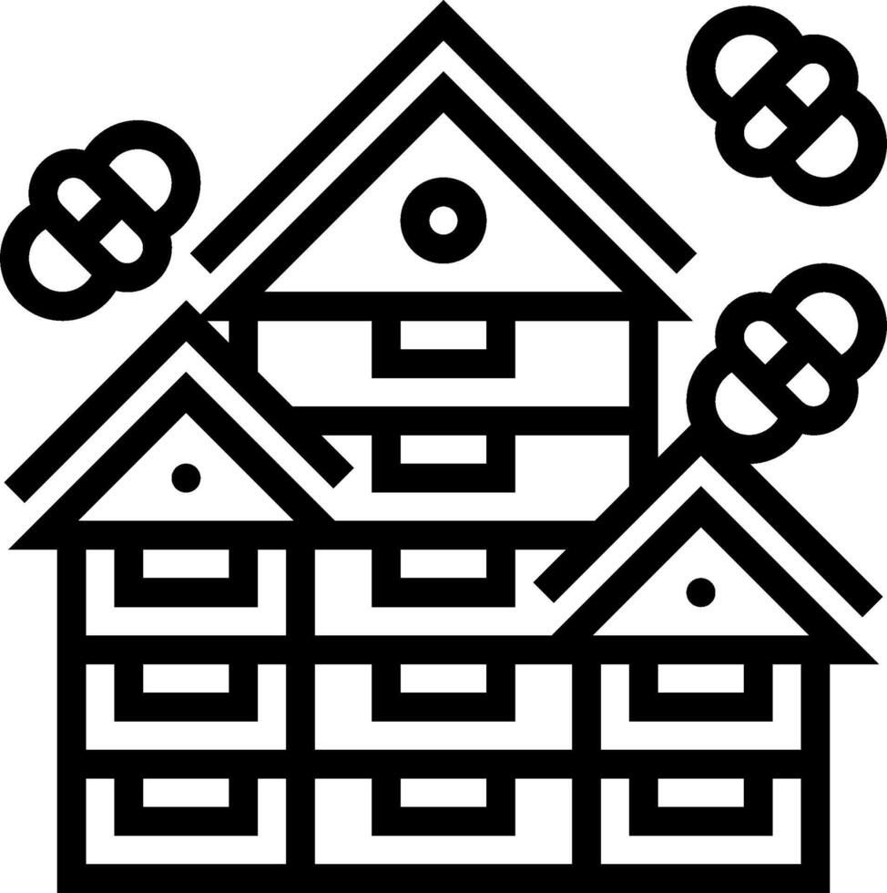 A black and white image of a house with chains vector
