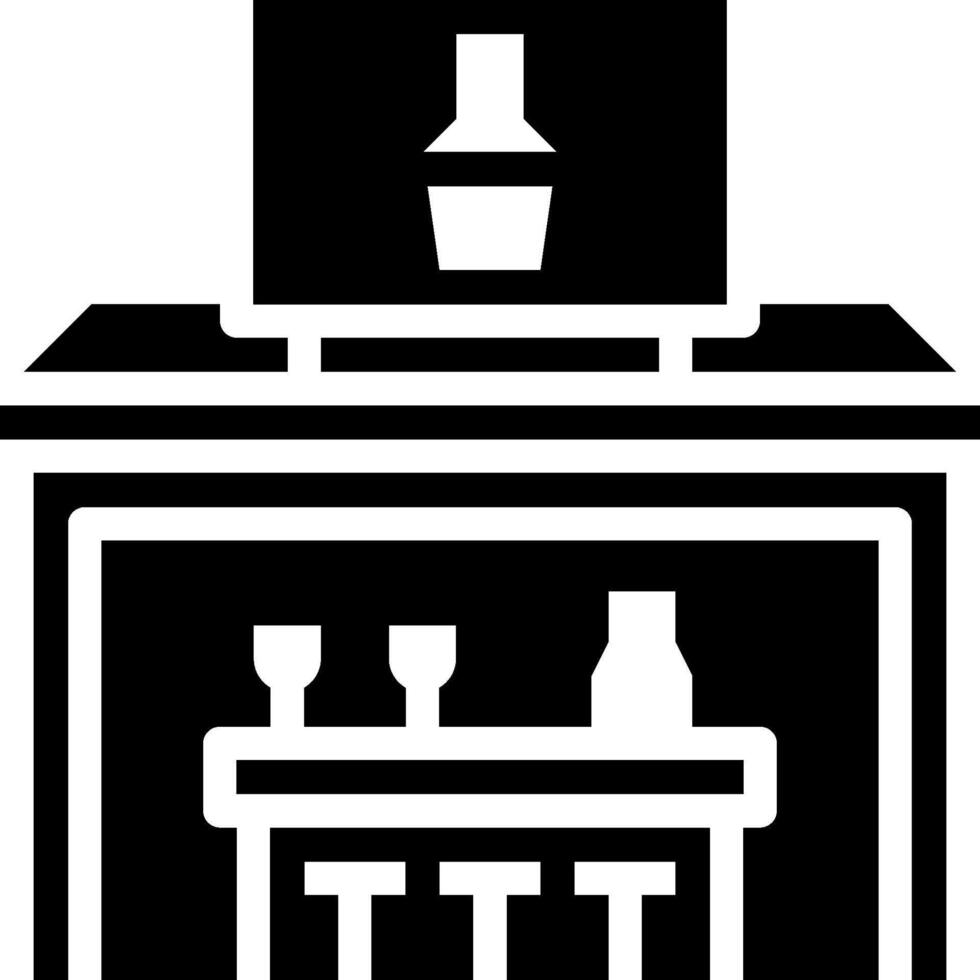 A bar with a glass and a bottle on top vector