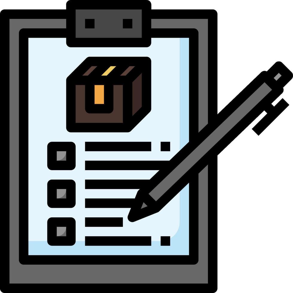 Clipboard with pen and box icon vector