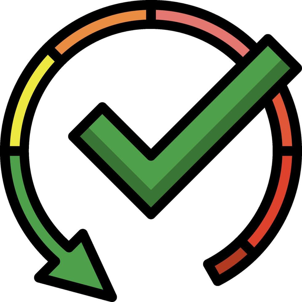 A check mark with an arrow pointing up vector