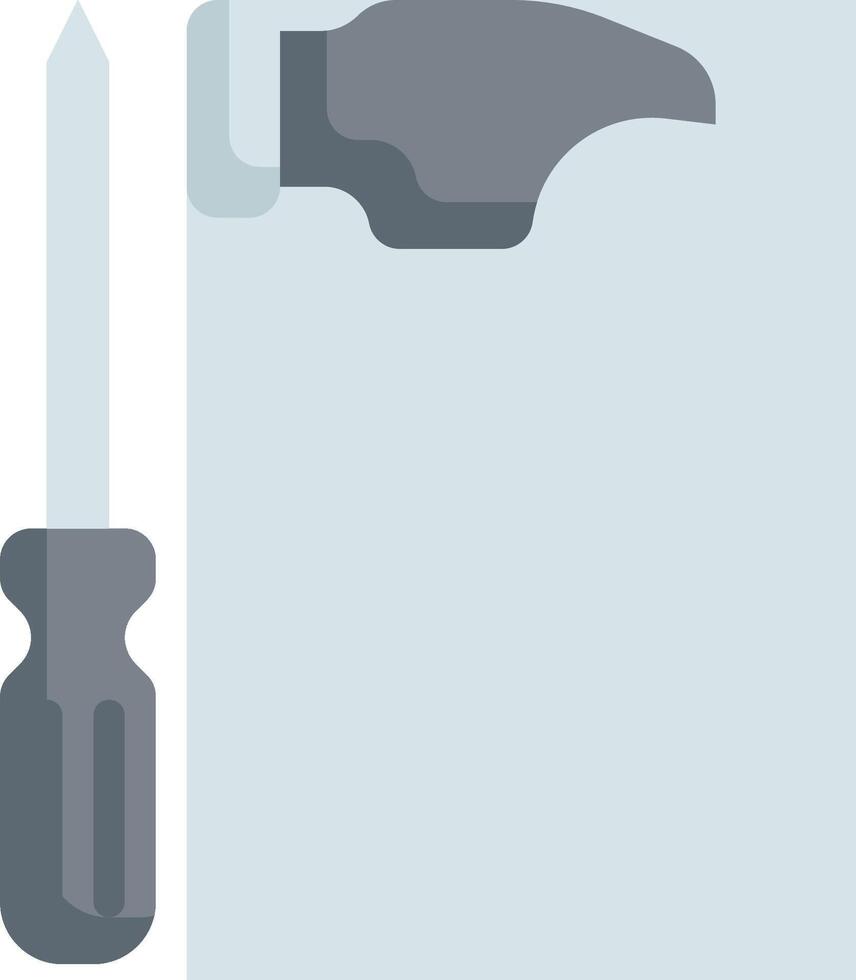 A hammer and screwdriver are shown in a flat style vector