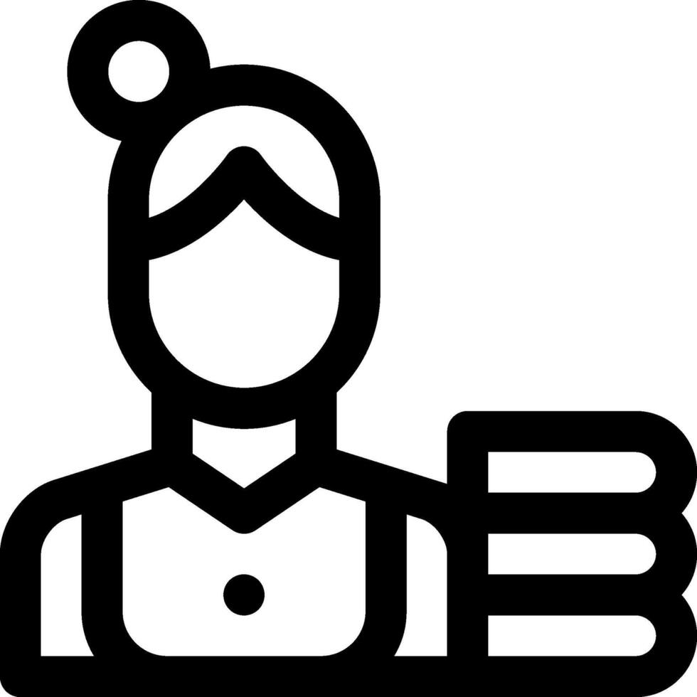 A black and white icon of a woman holding a book vector