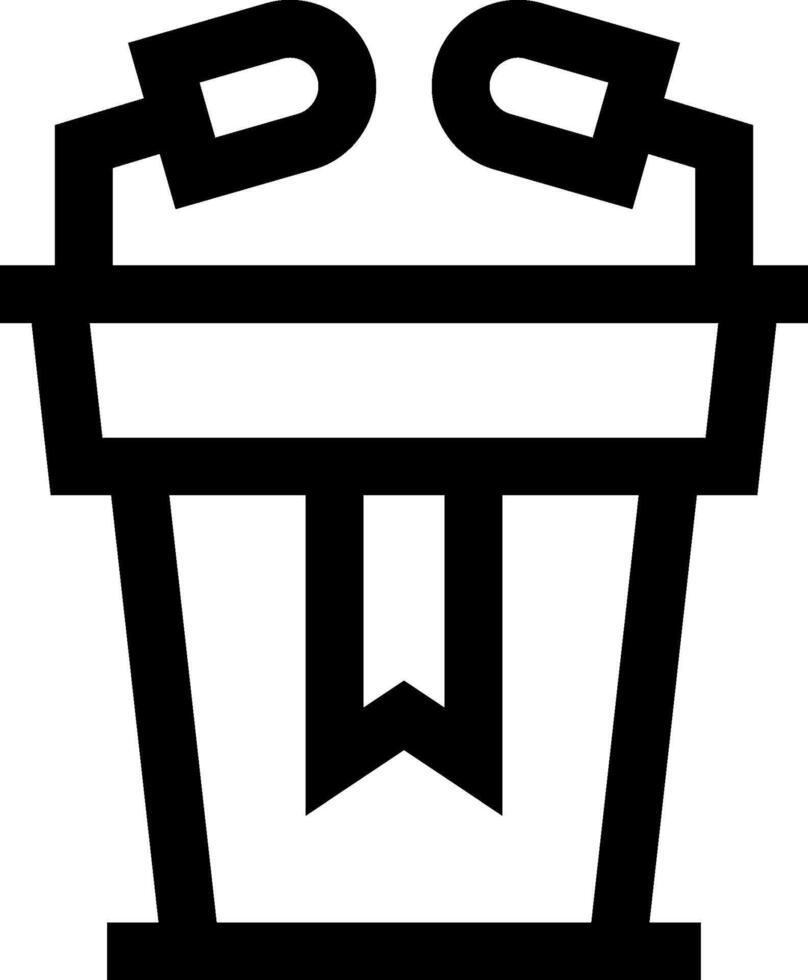 A black and white icon of a trash can vector
