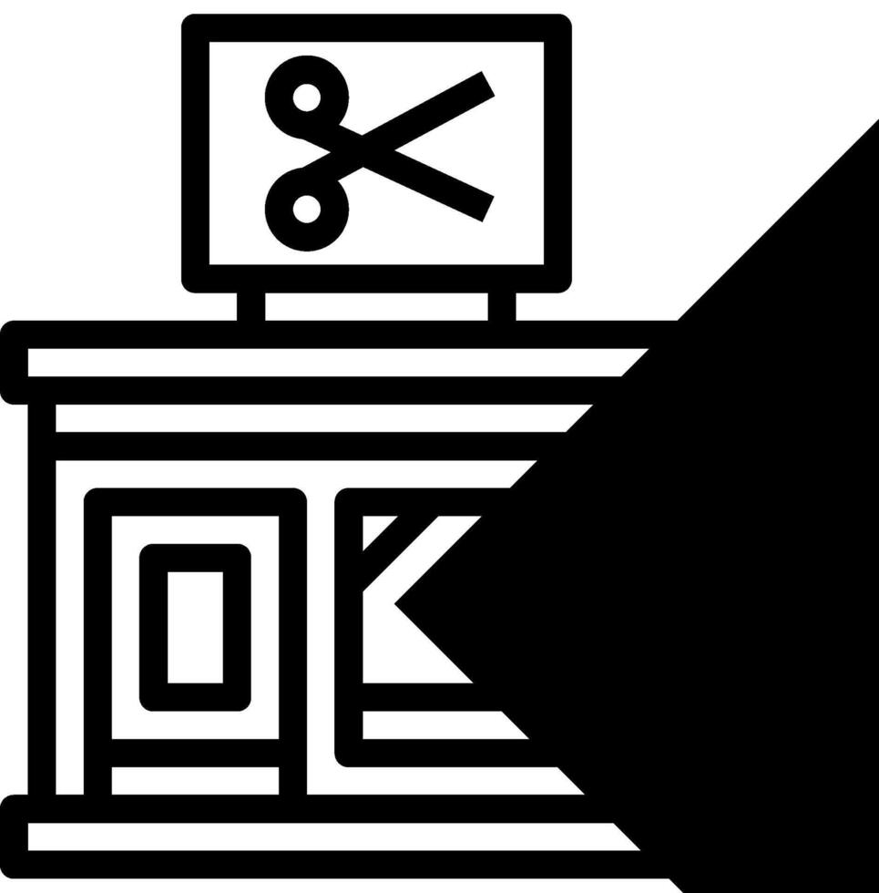 A black and white image of a store with scissors vector
