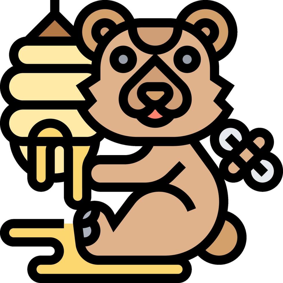 A cartoon bear holding a honeycomb vector