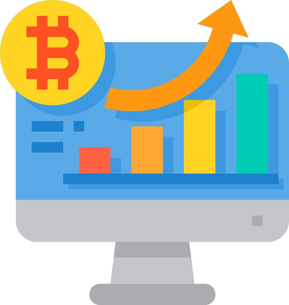 bitcoin gráfico en computadora monitor vector