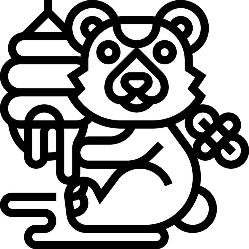 A black and white bear holding a lantern vector
