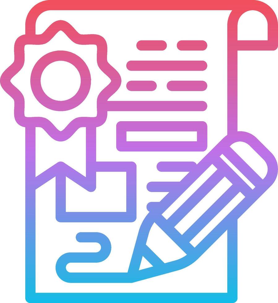 A pen and paper icon with a certificate vector