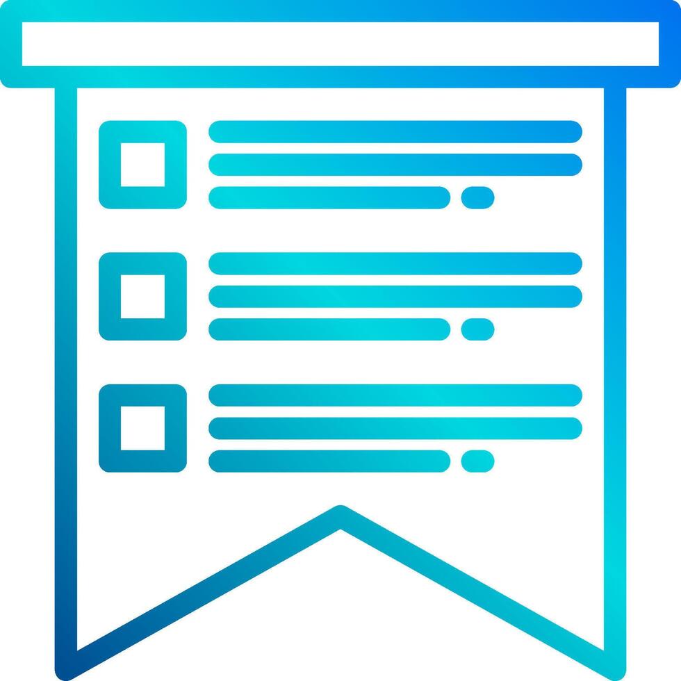A blue and white icon of a check list vector