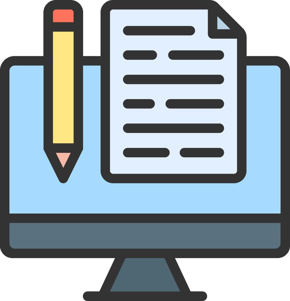 A computer monitor with a pen and paper icon vector