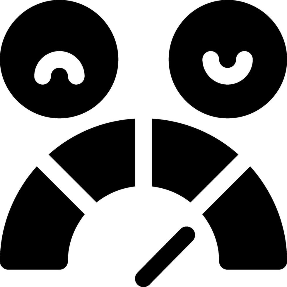 A black and white icon of a speedometer vector