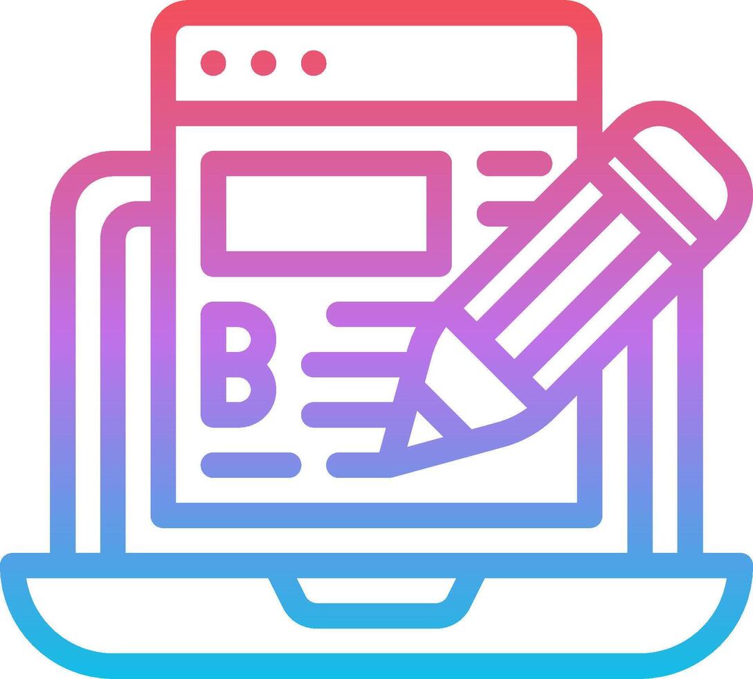 A pen and paper icon with a computer screen vector