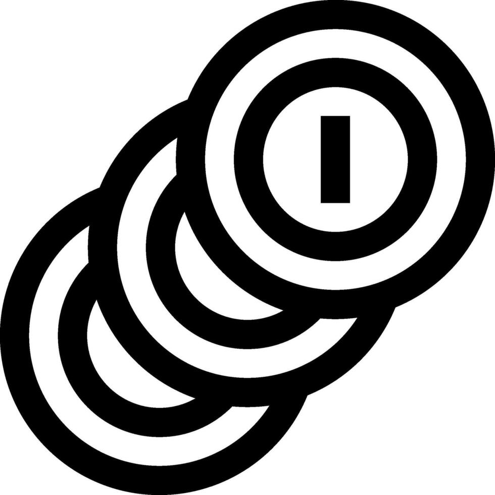 A black and white image of three coins stacked on top of each other vector