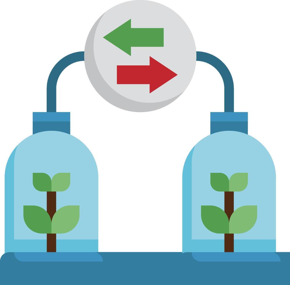 Two bottles with plants in them and a green arrow pointing to the right vector