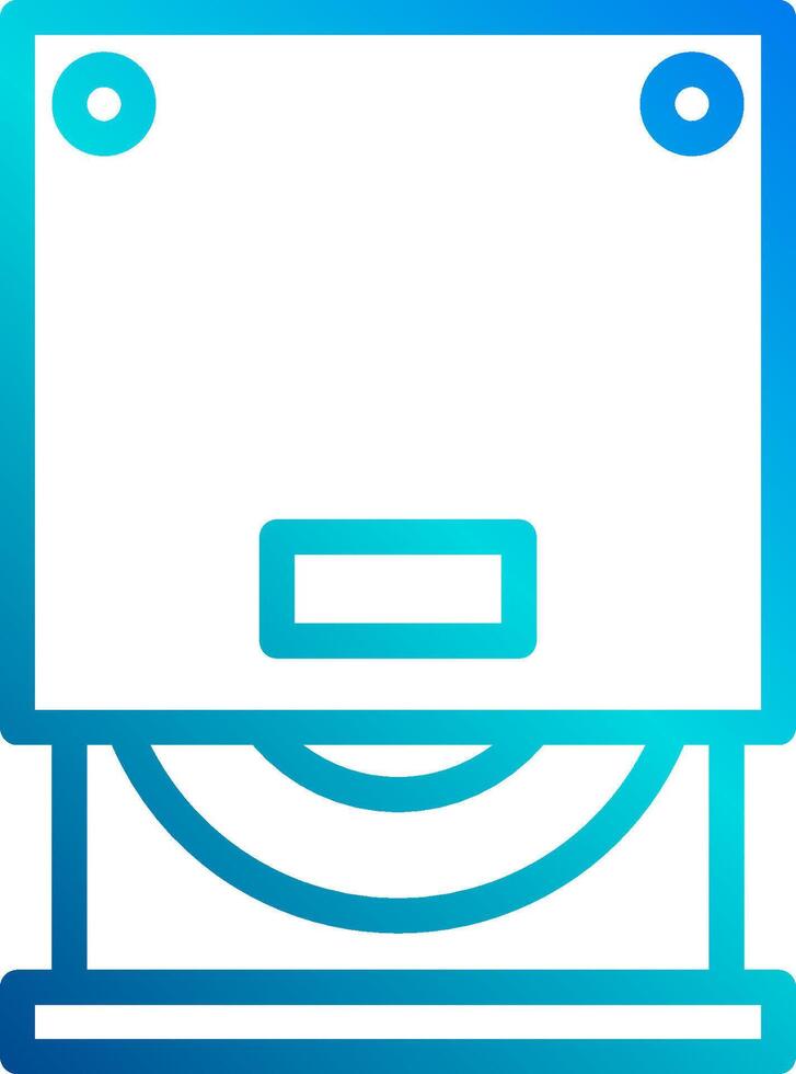 A blue and white icon of a computer vector