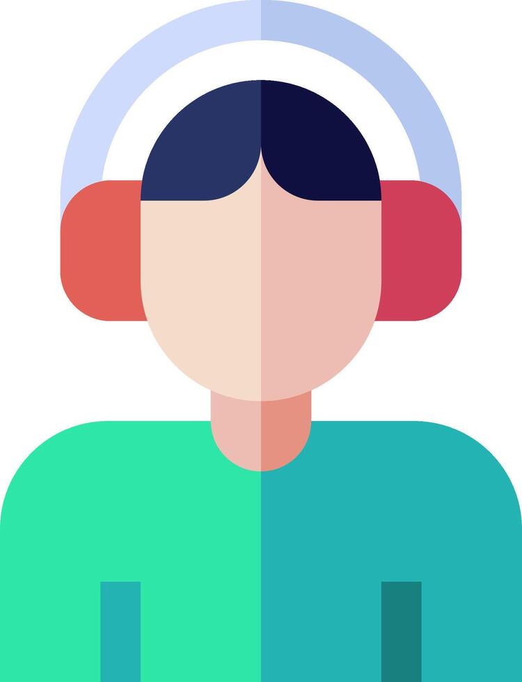 A person wearing headphones with a green shirt vector