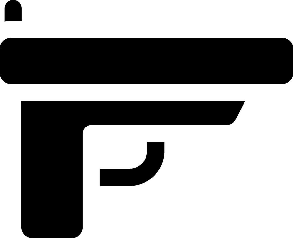 A black and white logo of a gun vector