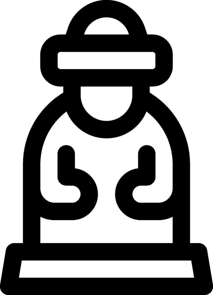 A black and white icon of a man in a hat vector