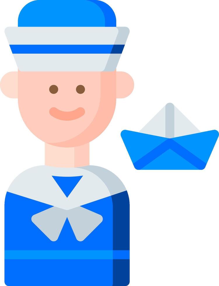 A cartoon sailor holding a paper boat vector