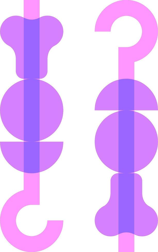 Two purple and pink shapes are shown on a white background vector