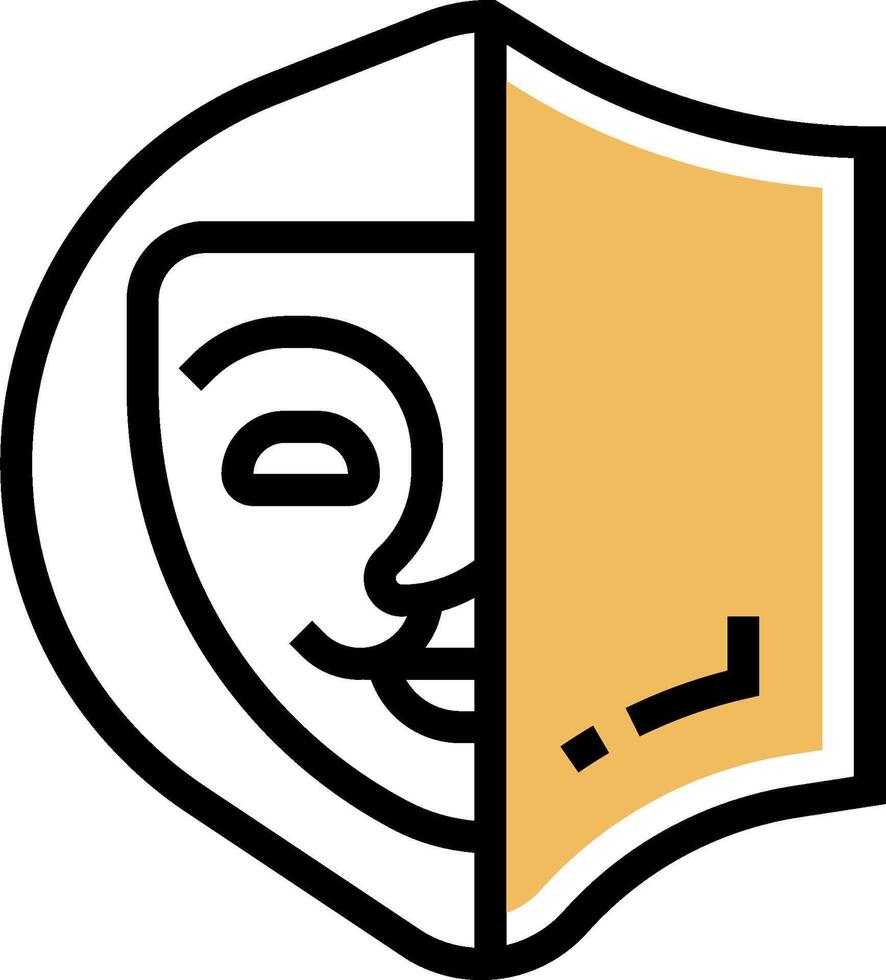 A logo with a mask and shield vector