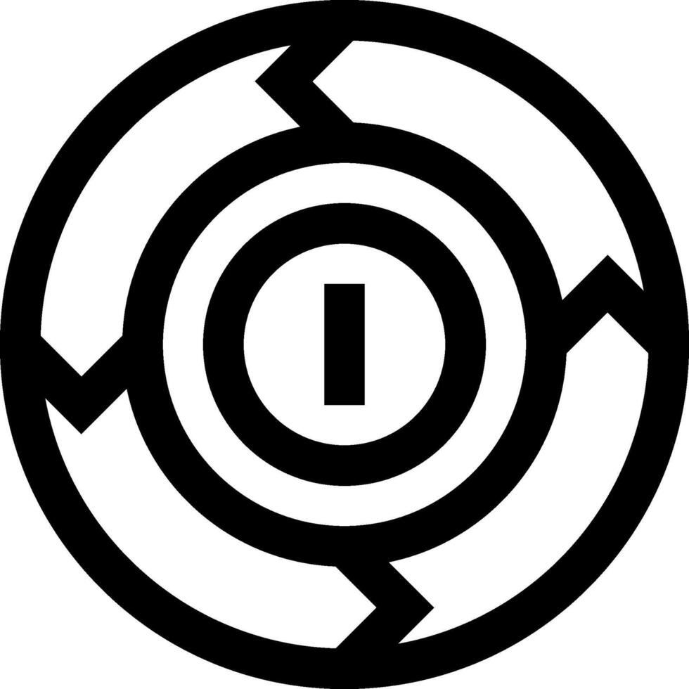 A black and white logo of a circle with an arrow in it vector