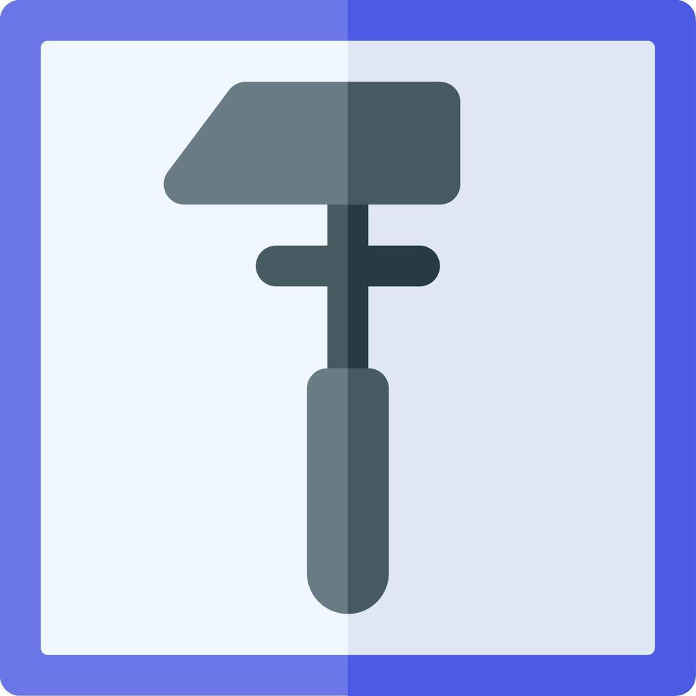 A blue and white icon with a hammer vector