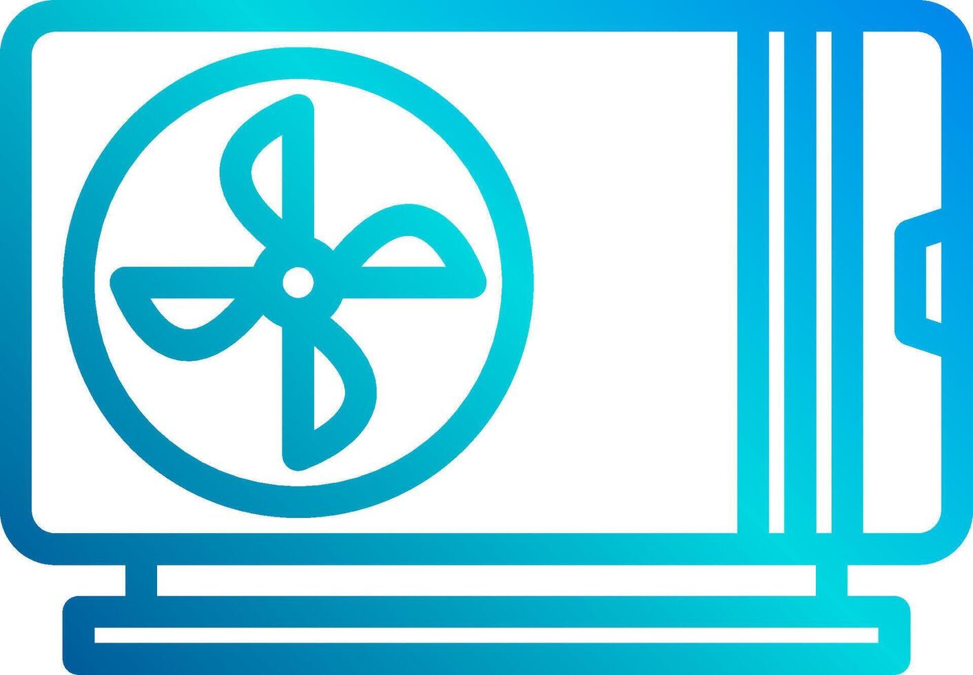 A blue and white icon of a fan vector
