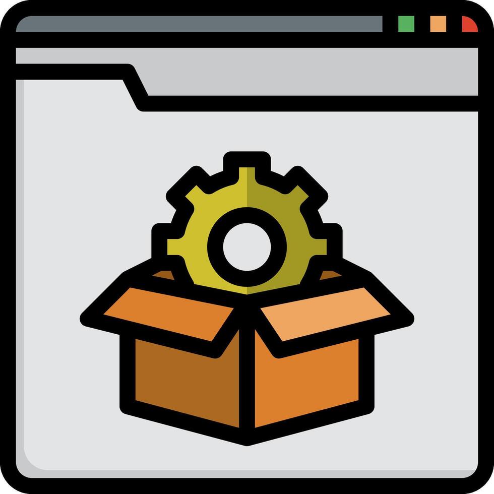 A box with a gear inside it and a computer icon vector
