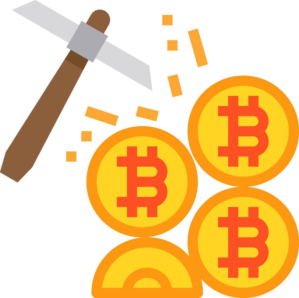 Bitcoin mining with a hammer vector