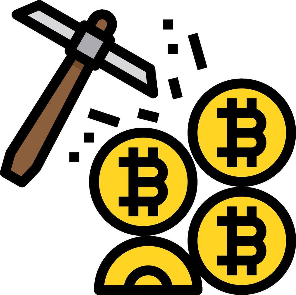 Bitcoin mining with a hammer vector