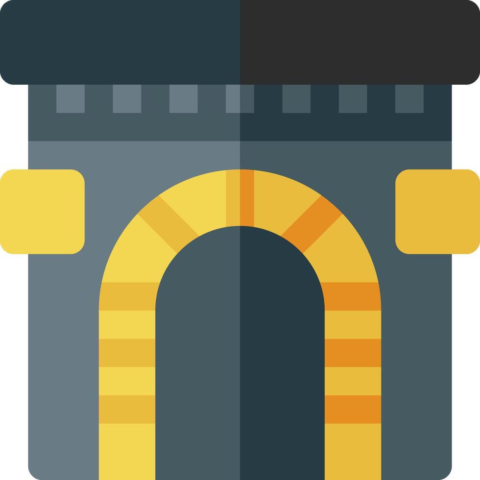A castle icon with a door and a window vector