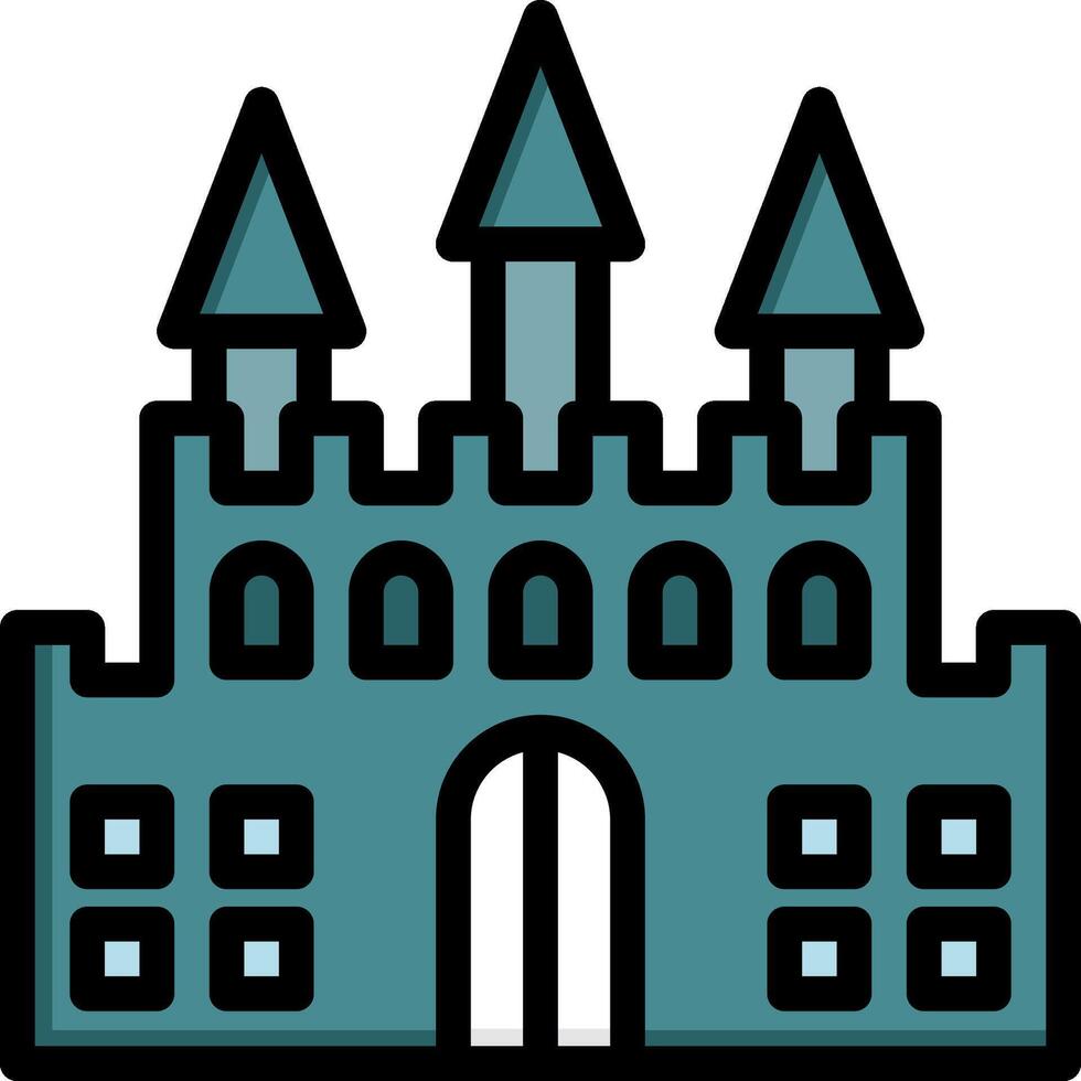 A castle icon with a gate and two towers vector