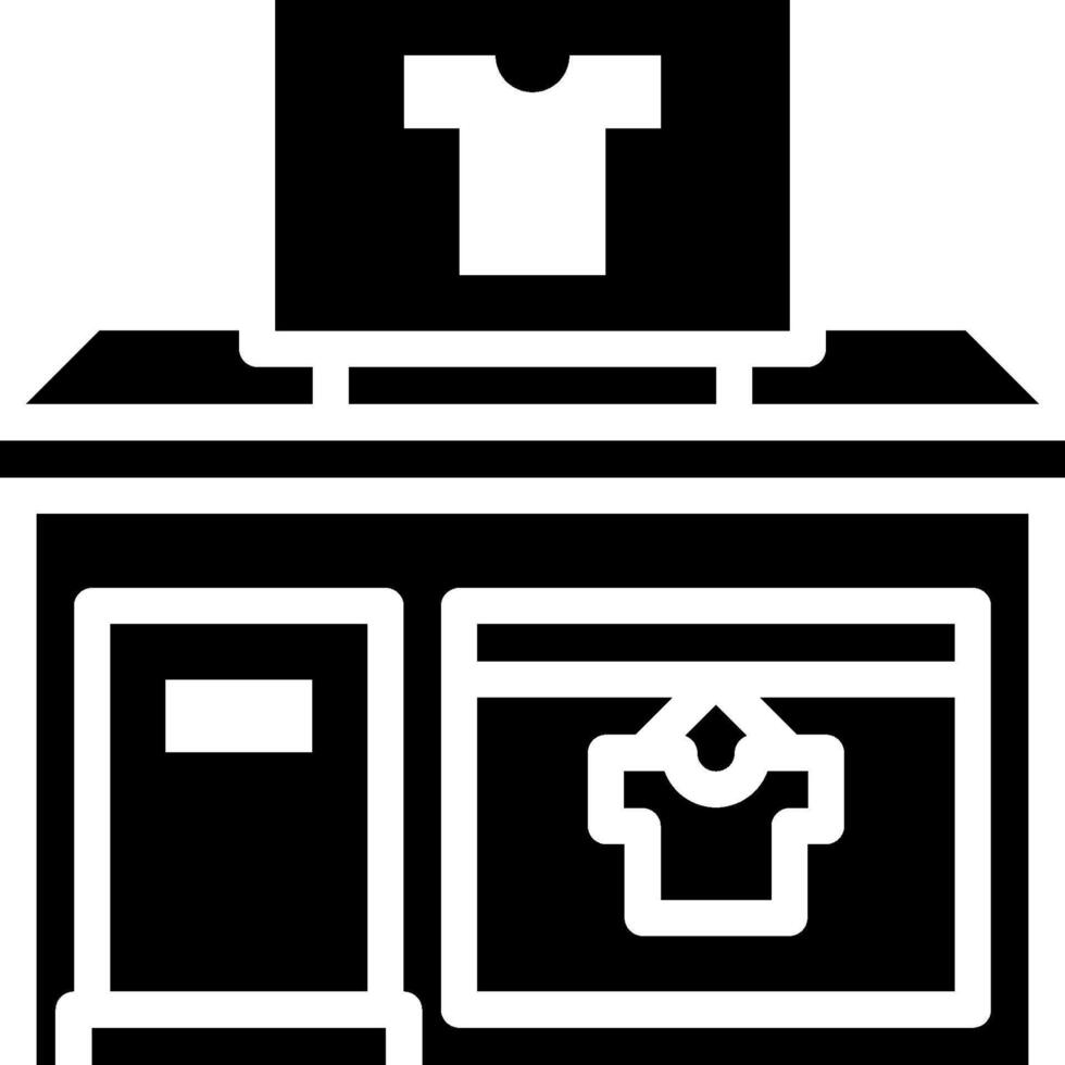 A black and white image of a clothing store vector