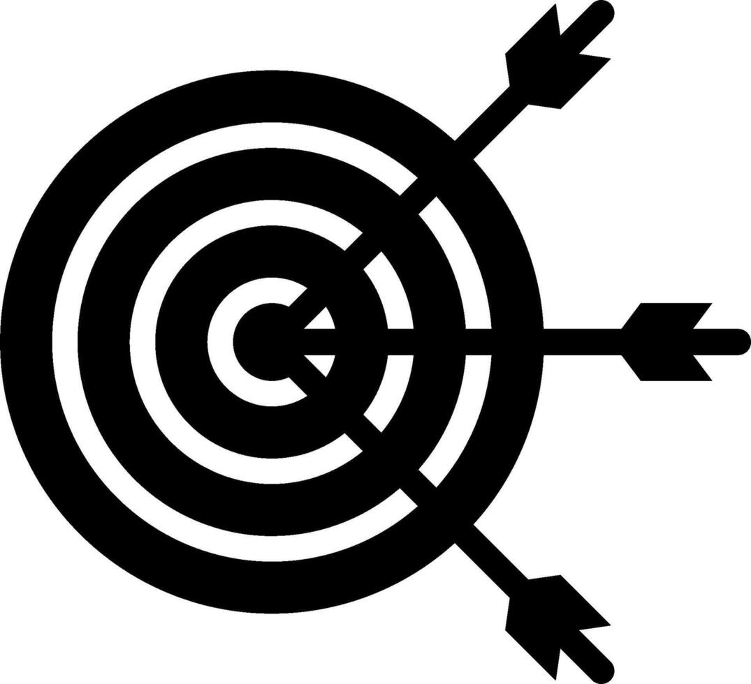 Arrows in the center of a target icon vector