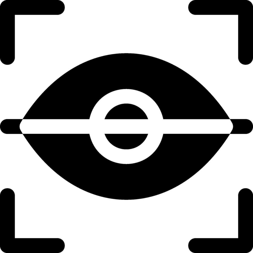 A black and white image of a camera with an eye vector