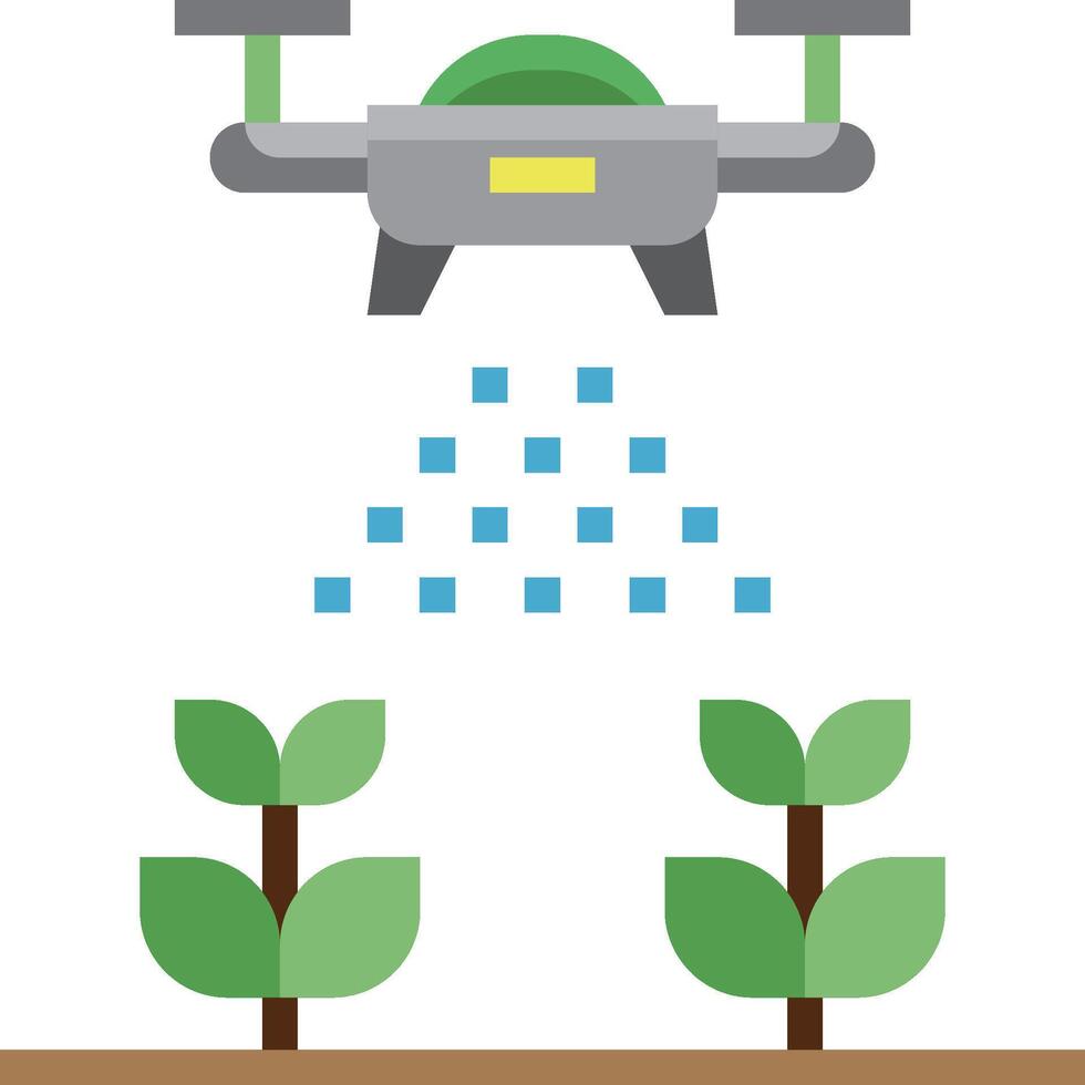 A drone is spraying water on plants vector