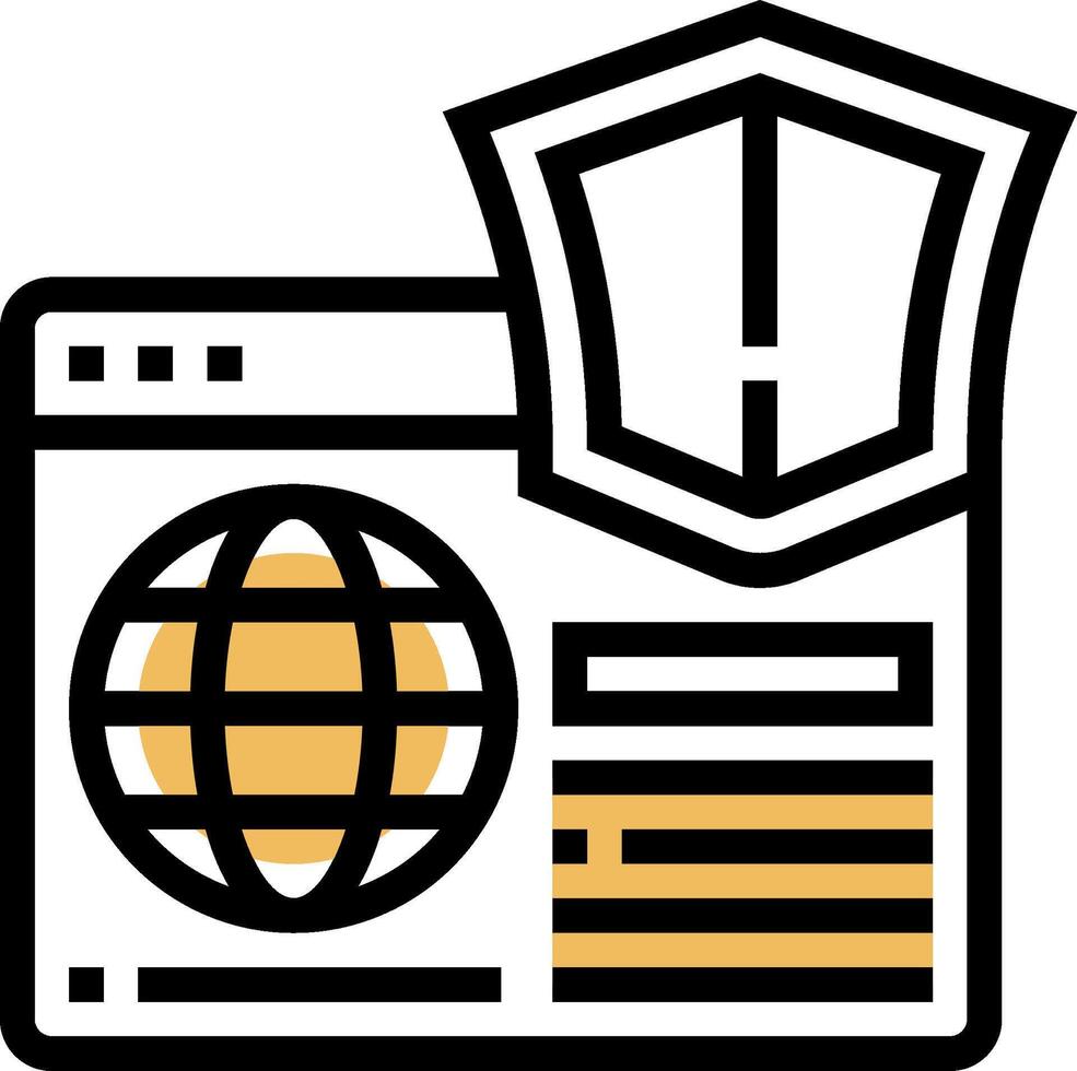 A shield and globe icon on a computer screen vector